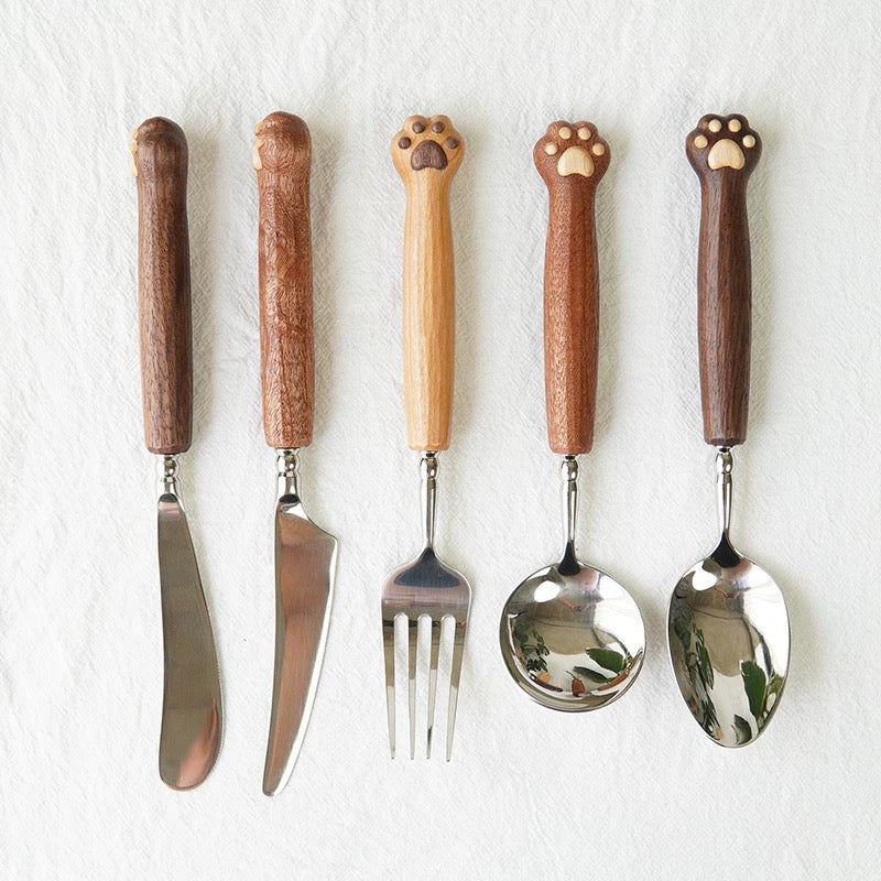 Handcrafted Cat Paw Flatware Set