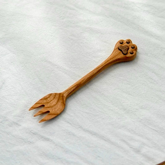 Handcrafted Paw Fork- Cherry Wood