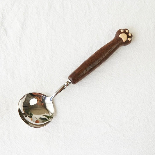 Handcrafted Cat Paw Soup Spoon - Black Walnut Wood