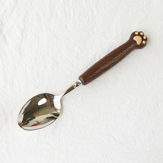 Handcrafted Cat Paw Serving Spoon - Black Walnut Wood