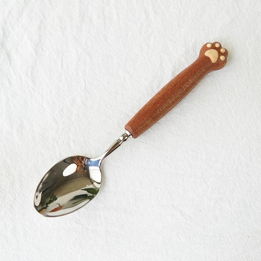 Handcrafted Cat Paw Serving Spoon - Sapele wood