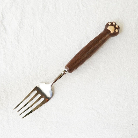 Handcrafted Cat Paw Fork - Black Walnut Wood
